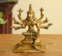 Brass Varaha  8 Hands Sitting Statue