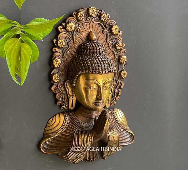 Brass Buddha Mask Wall Hanging Namaste
