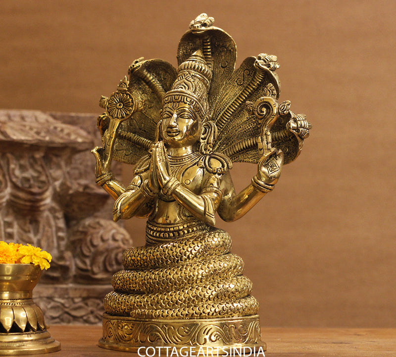 Brass Vishnu Sitting 12 inches