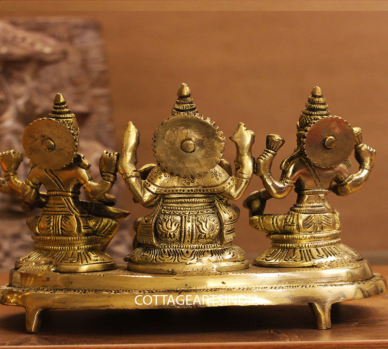 Brass Laxmi Ganesh Saraswati Sitting