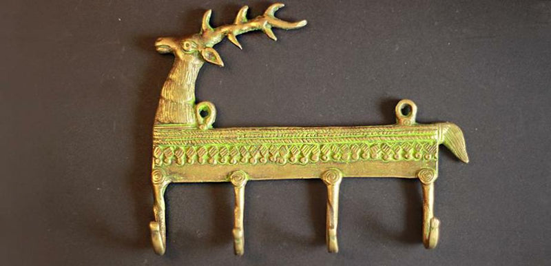 Brass Key Hamger-Coat Hooks Deer Set of Two