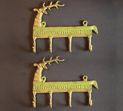 Brass Key Hamger-Coat Hooks Deer Set of Two