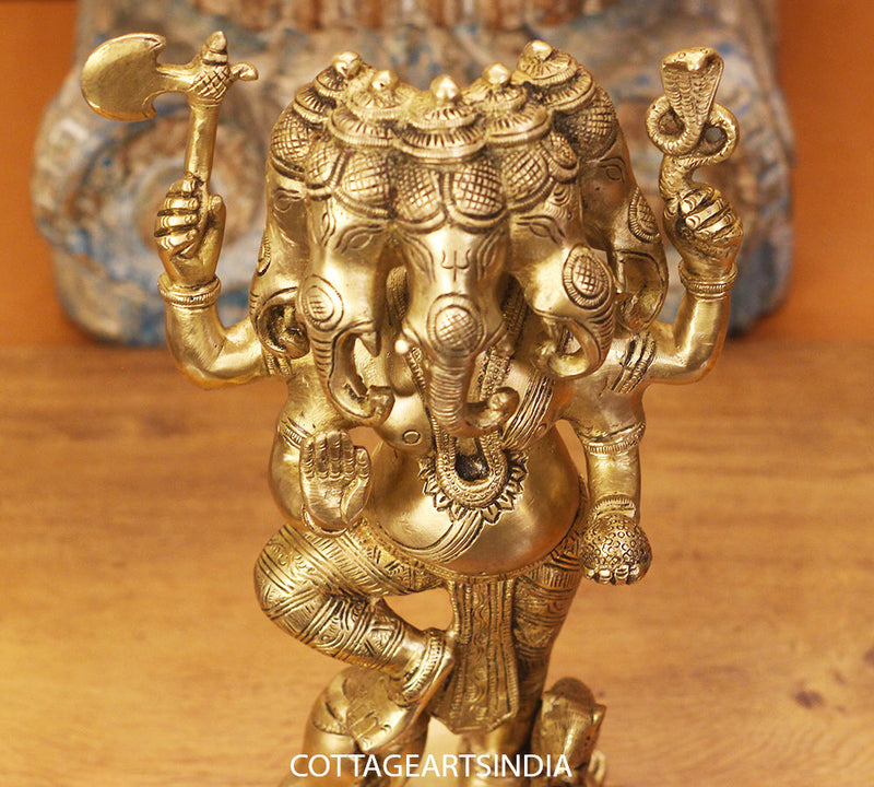 Brass Panchmukhi Ganesh 12":
