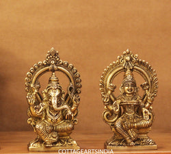 Brass Ganesh Laxmi Prabhaval 6"