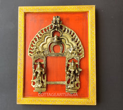 Wooden Wall Frame Brass Prabhawali