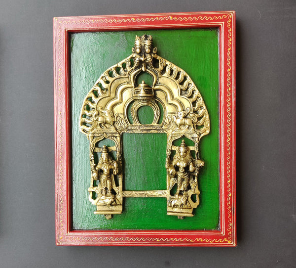 Wooden Wall Frame Brass Prabhawali