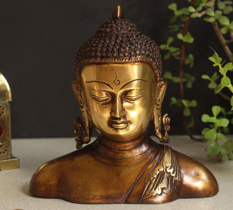 Brass Buddha Bust 7''