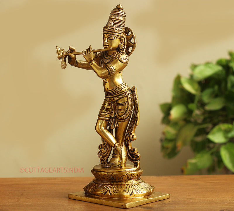 Brass Krishna 10.5 "