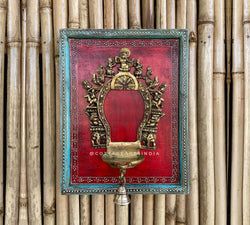 Wooden Wall Frame Brass Prabhawali Diya
