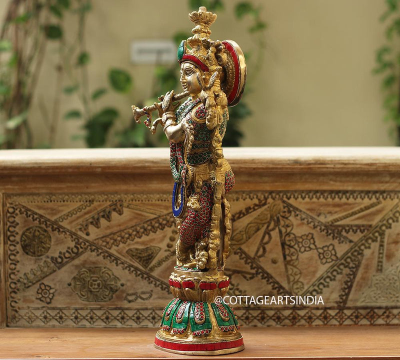 Brass Krishna Stonework