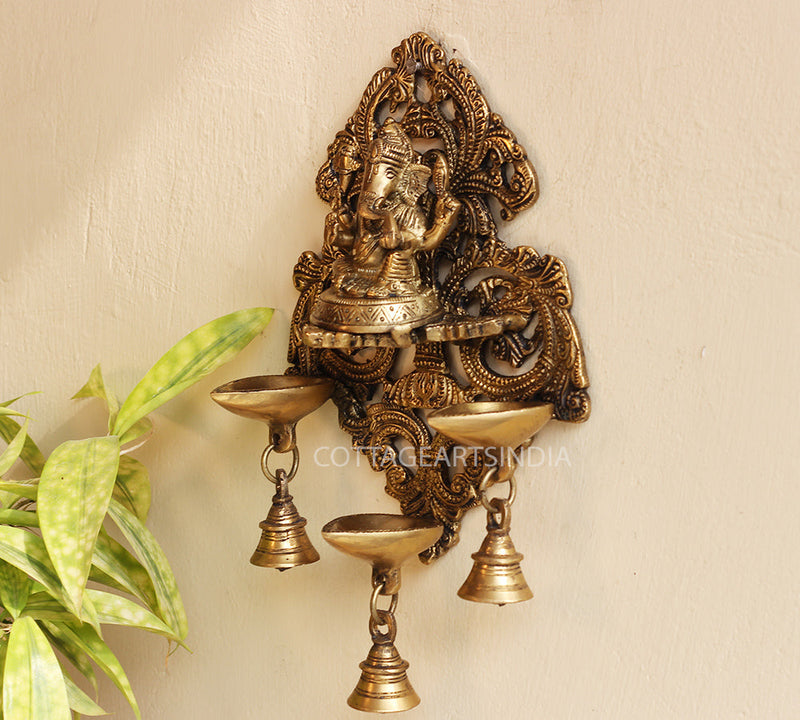Brass Ganesha Lamp Wall Hanging