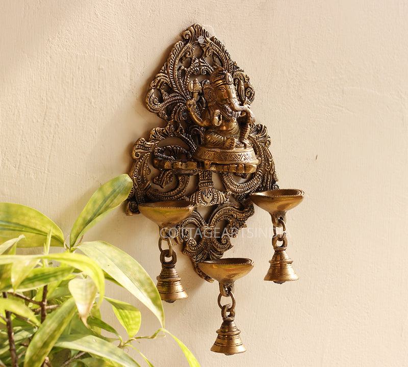 Brass Ganesha Lamp Wall Hanging
