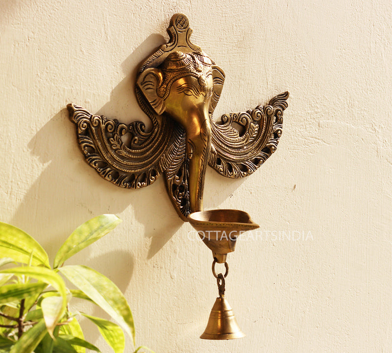 Brass Ganesha Wall Hanging Diya