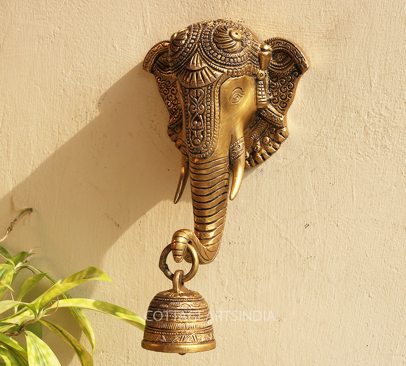 Brass Ganesha Bell Wall Hanging
