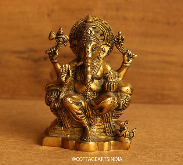 Brass Ganesh with Pillow