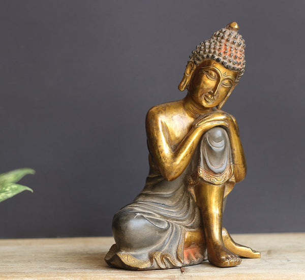 Brass Resting Buddha Antique Gold Finish