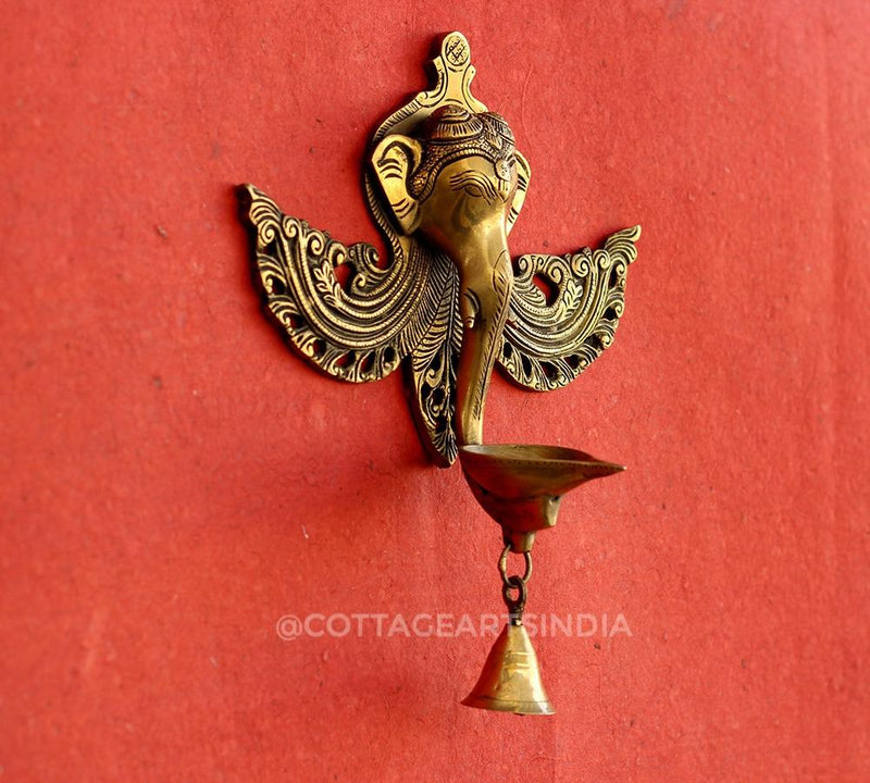 Brass Ganesha Wall Deepam