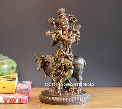 Bonded Resin Krishna With Cow 10.5''