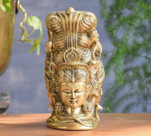 Brass 3 face Shiva and Parvati Mukhlingam