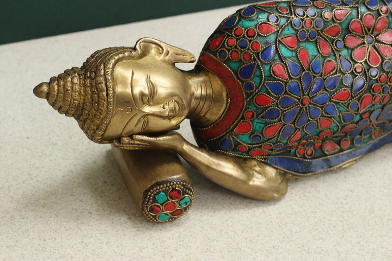 Brass Stone Work Sleeping Buddha