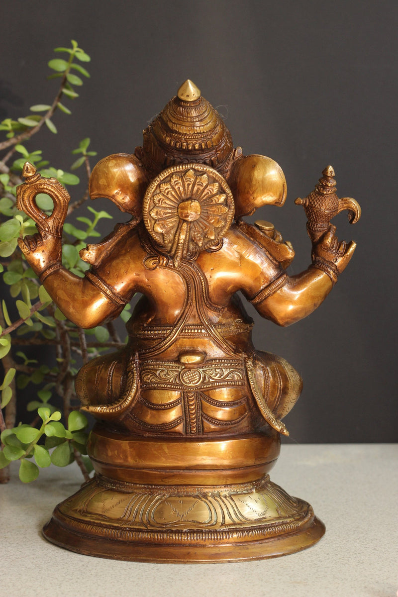 Brass Sitting Ganesha 10''