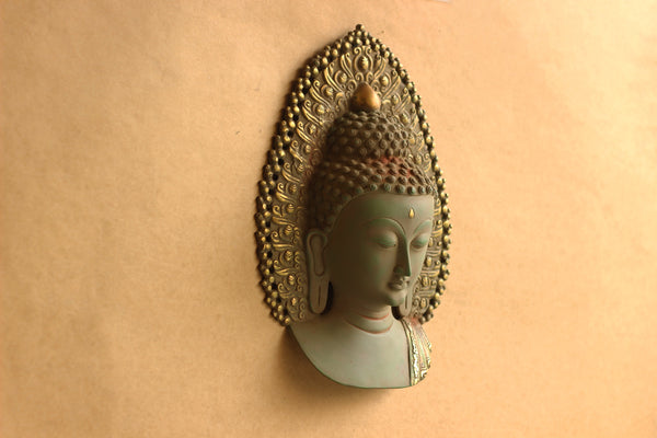 Brass Buddha Face Mask Rustic finish Wall Hanging