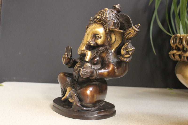 Brass Sitting Ganesha7''