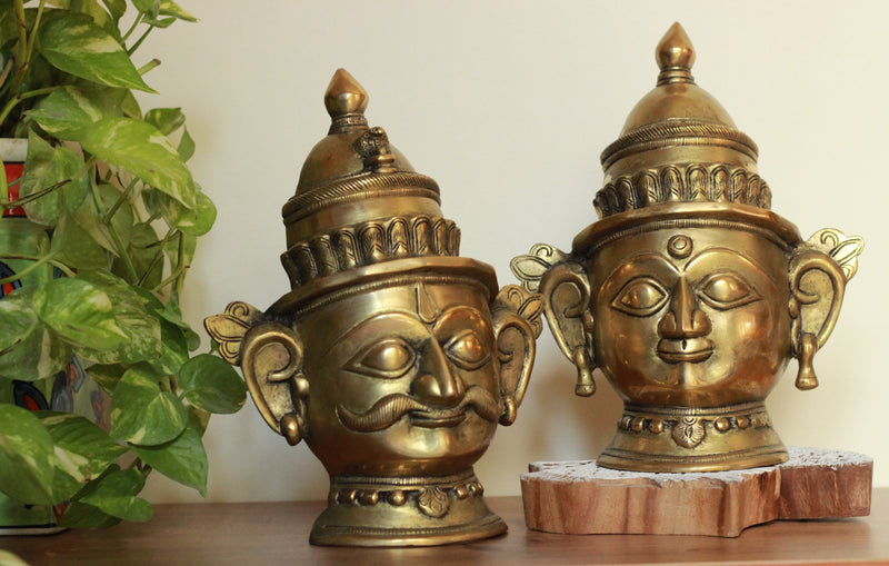 Brass Shiva And Gauri Mukhlingam Mask