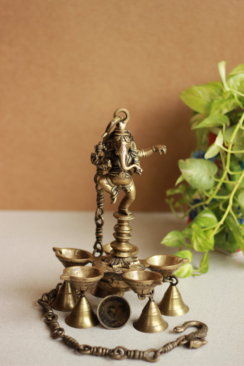 Brass  Ganesh Hanging Oil Lamp