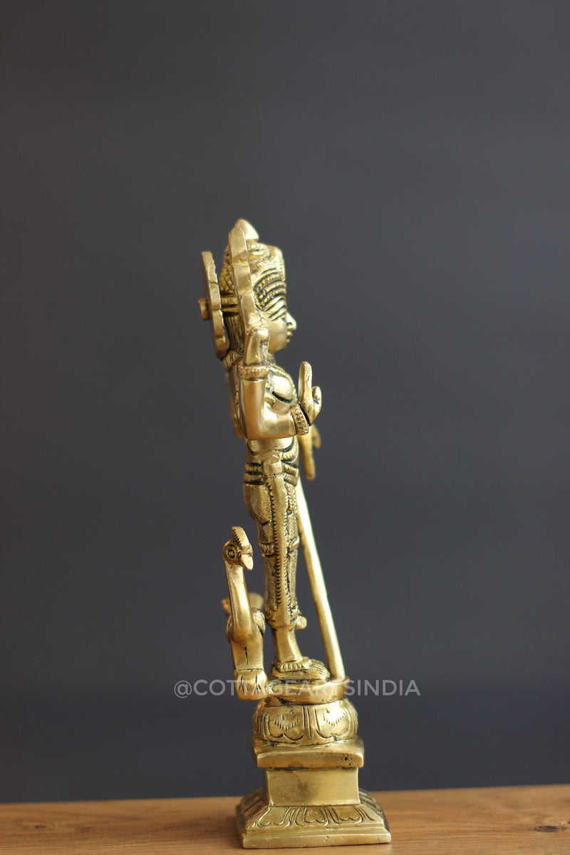 Brass Lord Murugan Peacock Statue