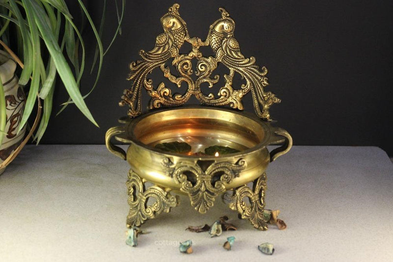 Brass Peacock Design Urli