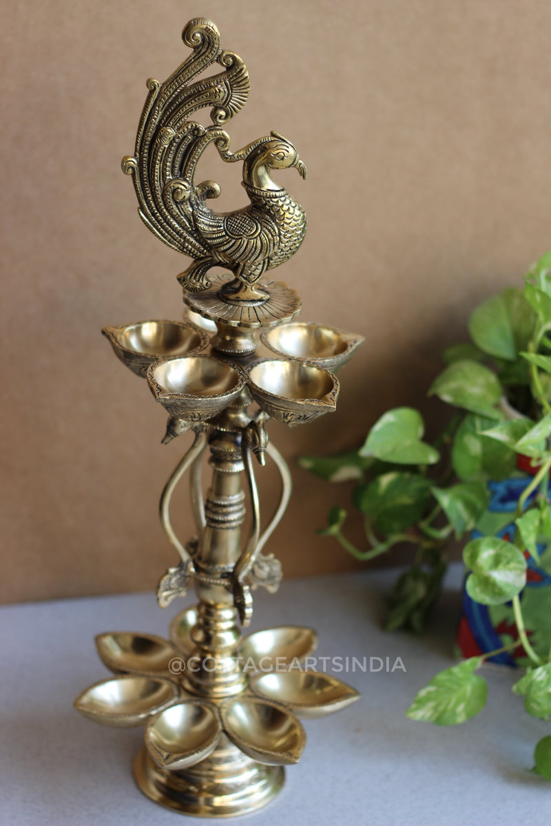 Brass Oil Lamp Annapakshi Double 20” , Diya