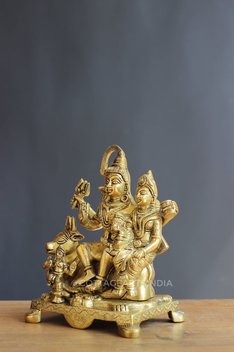 Brass Shiva family 9"