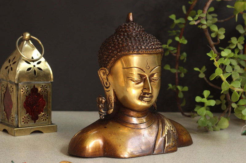 Brass Buddha Bust 7''
