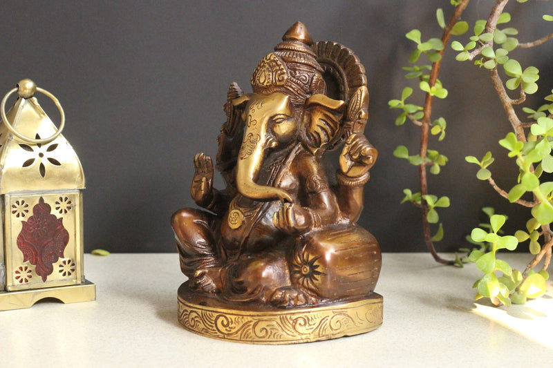 Brass Sitting Ganesha Pillow 7''