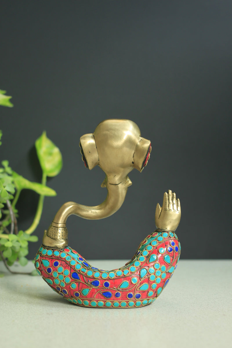 Brass Stone Work Ganesha in Contemporary Style