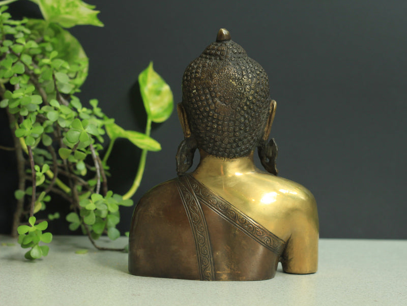 Brass Buddha Bust 9''