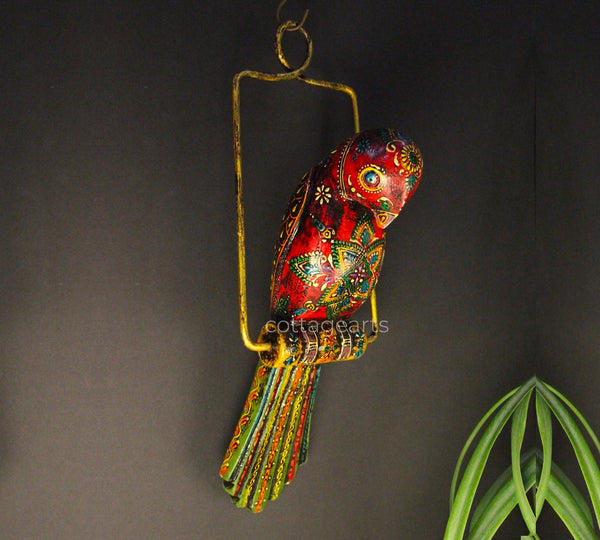 Wooden Hand Painted Parrot Wall Hanging