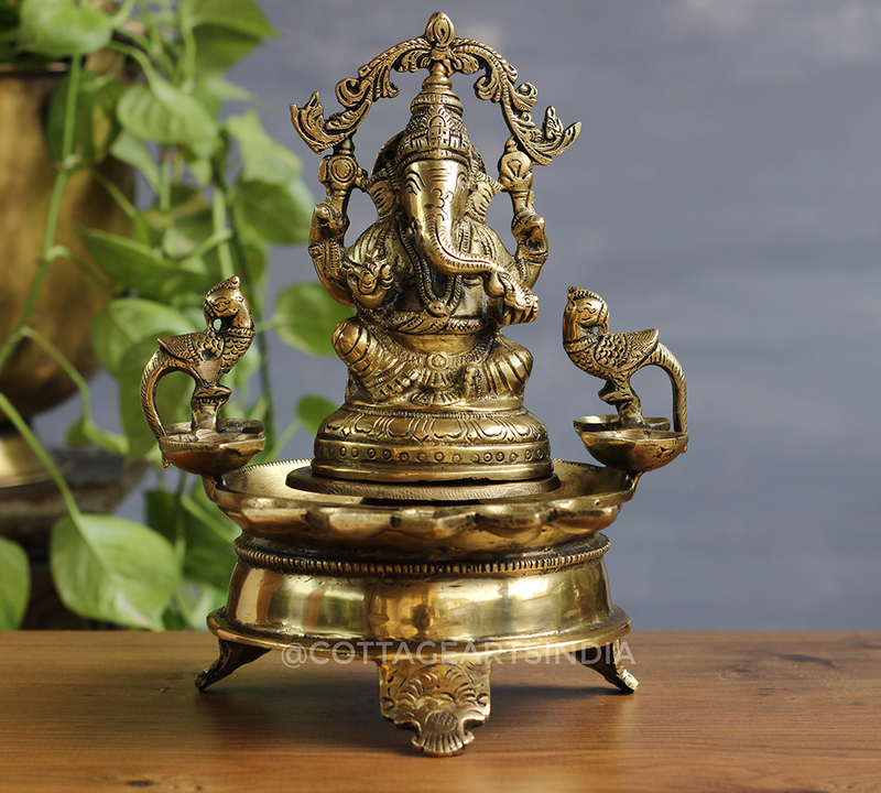 Brass Ganesh Deepam 10"