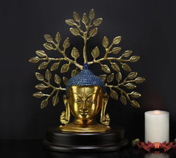 Brass Buddha Head Tree 13"