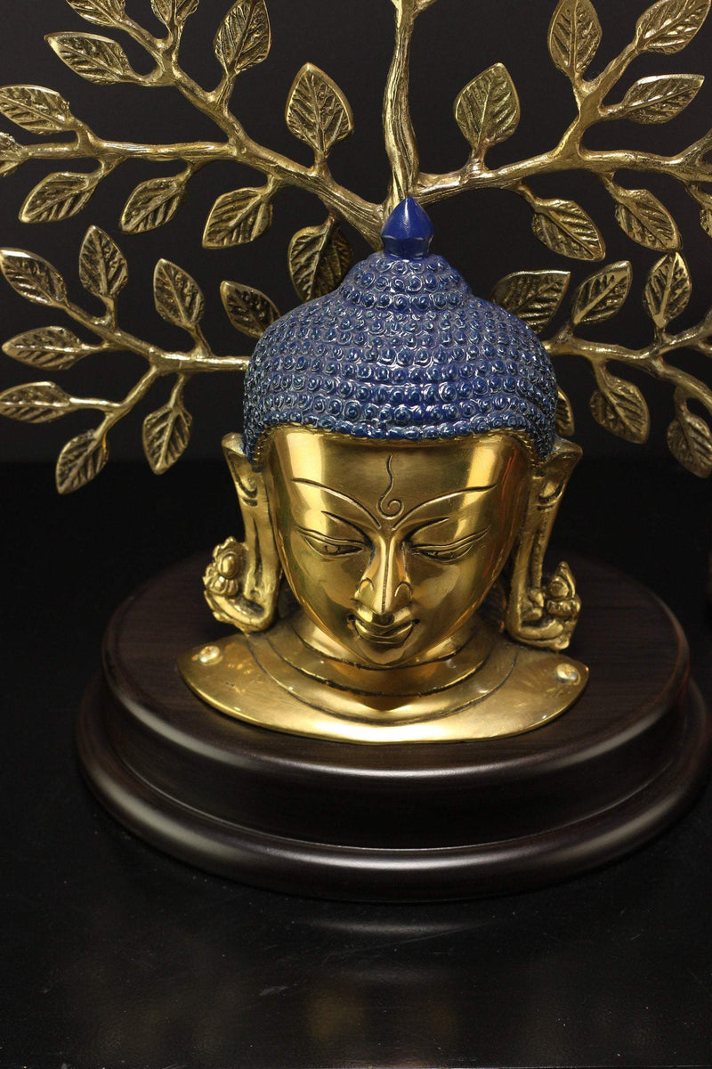 Brass Buddha Head Tree 13"