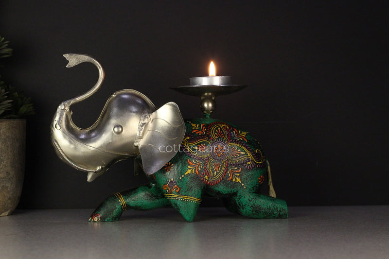 Wooden Elephant T Light Candle Holder
