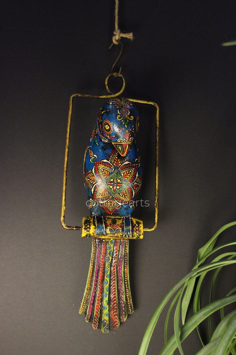Wooden Hand Painted Parrot Wall Hanging