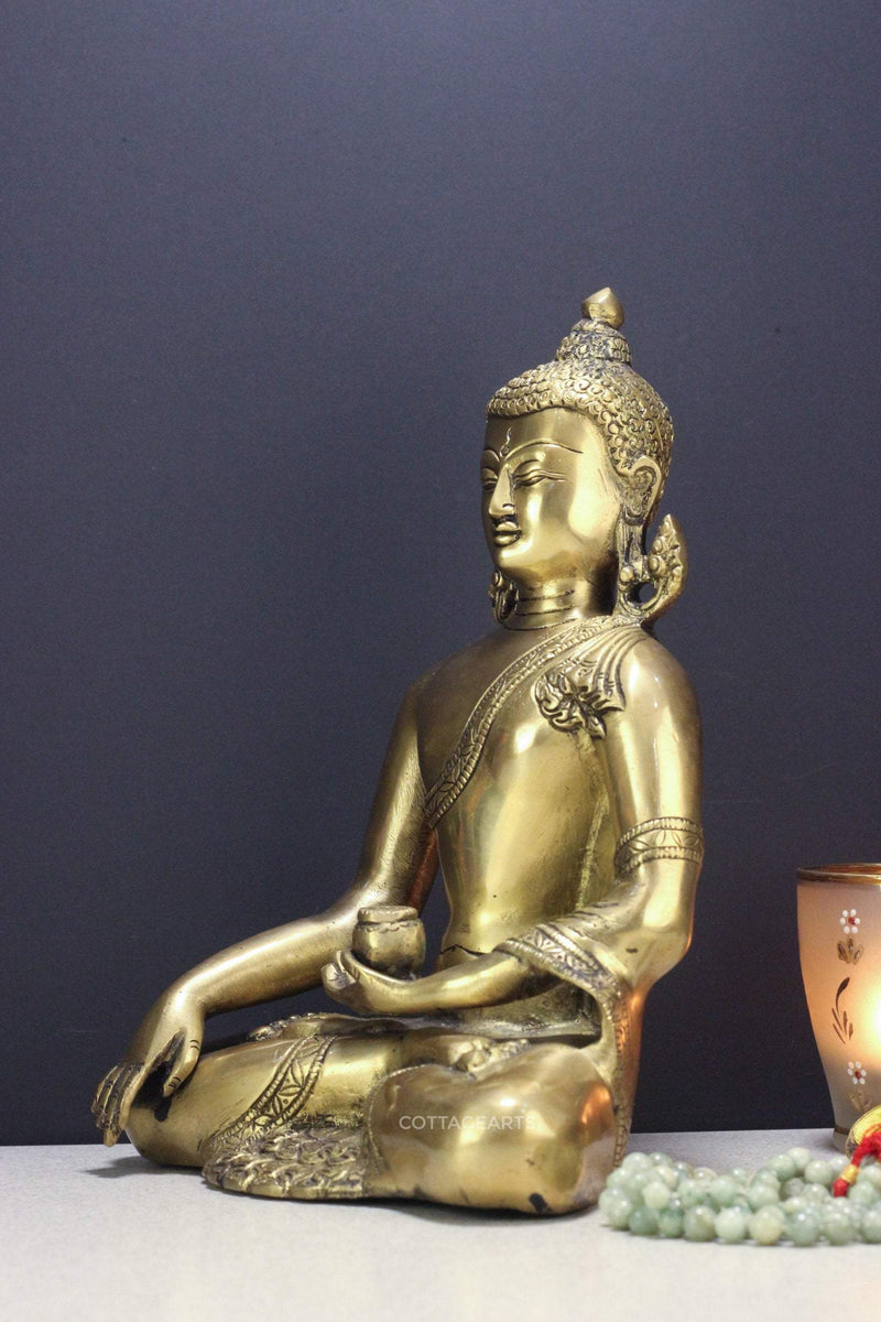 Brass Buddha Earth Touching Buddha,9"