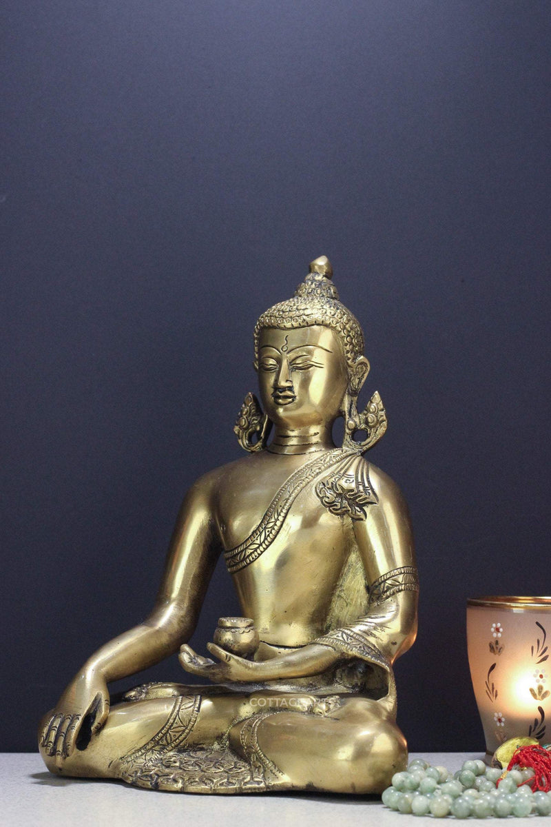 Brass Buddha Earth Touching Buddha,9"