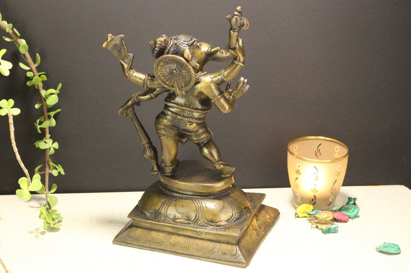Four Hand Ganesha Statue 11" Bronze Finish