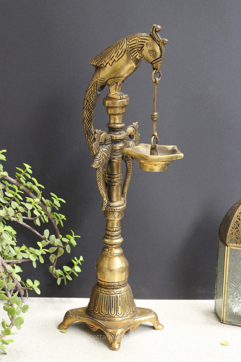Brass Parrot Lamp 17"