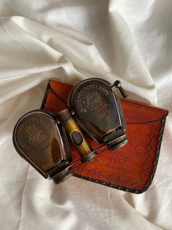 Nautical Vintage Look Brass Binoculars  With Leather Box
