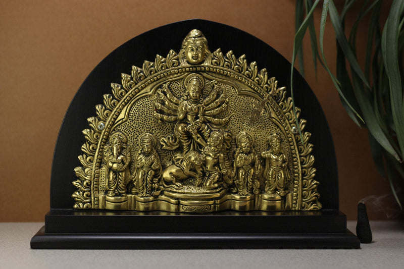 Brass Durga / Mahishasura Mardini On Wood